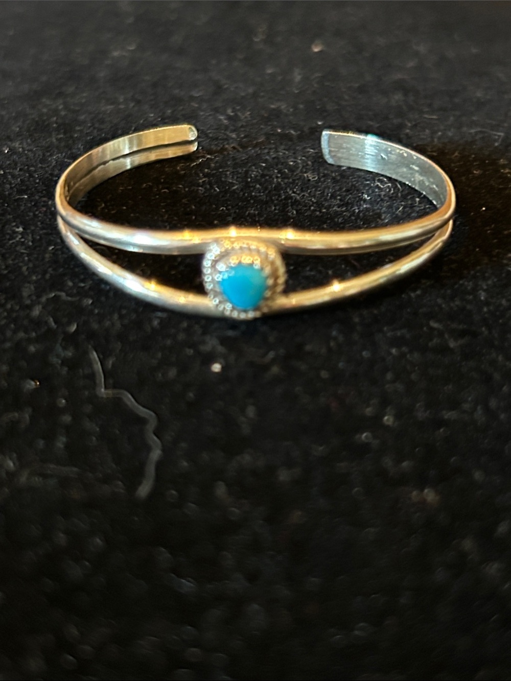 Zuni Vintage Baby Sterling Silver Cuff Bracelet with Turquoise.
